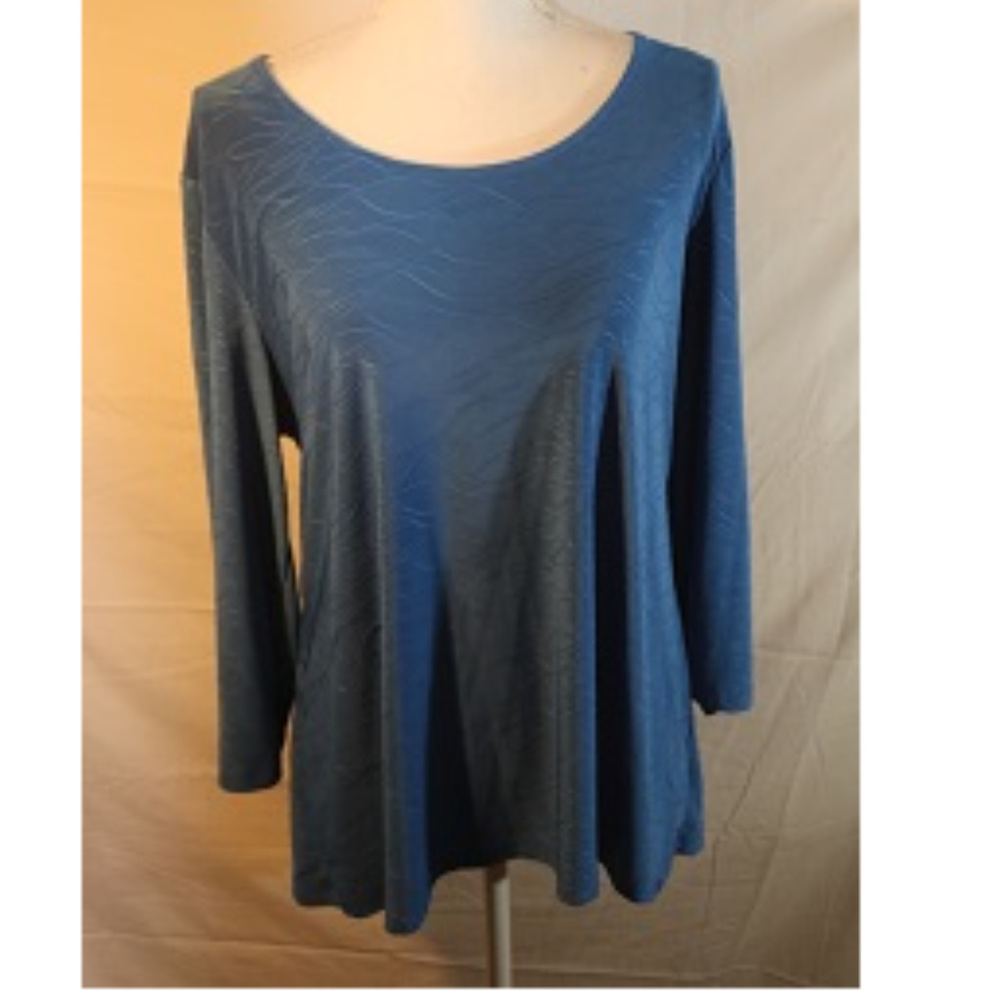 Croft & Barrow 3/4 Sleeve Blue Blouse XL